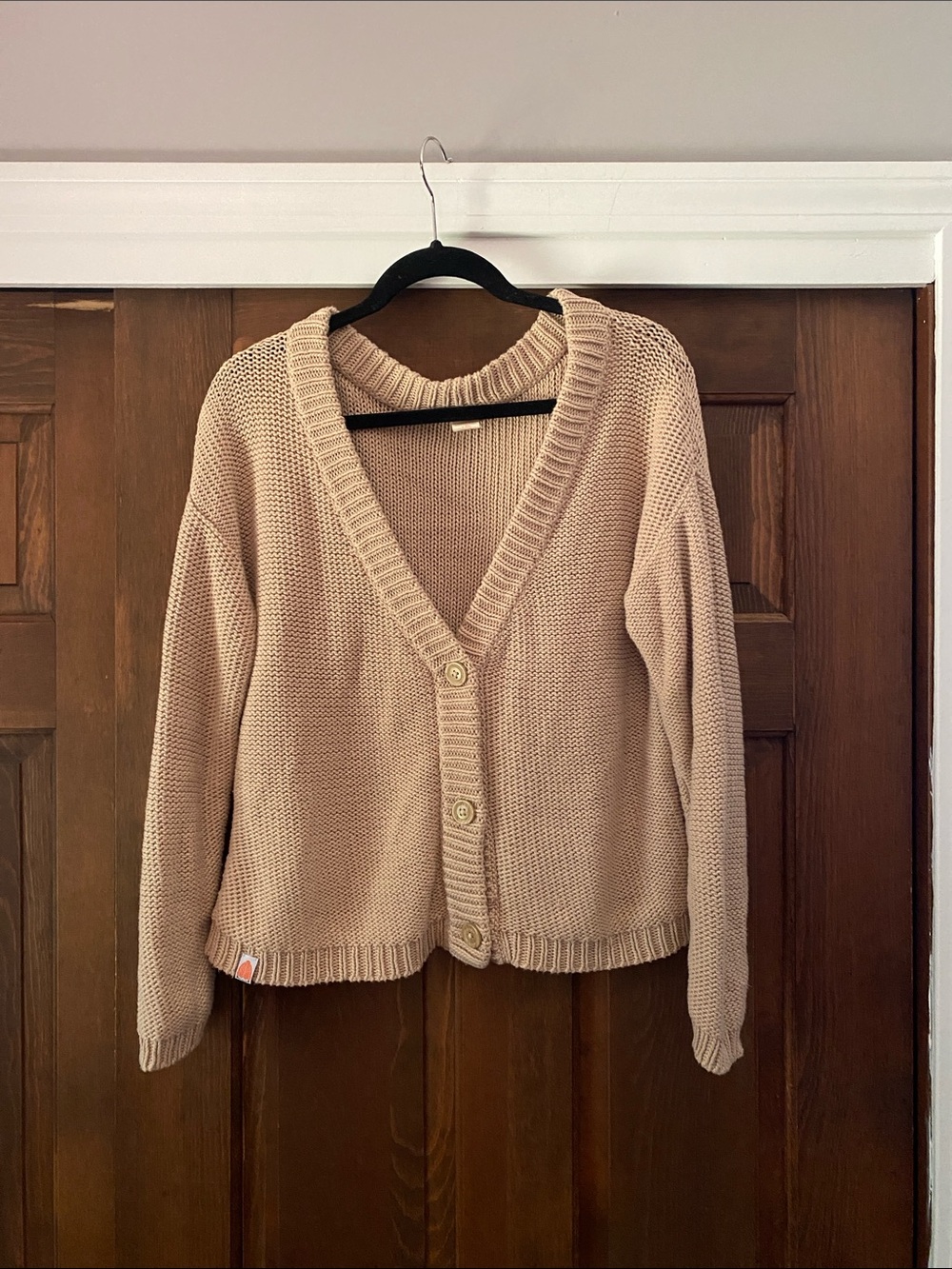 Shit that I knit 100% Peruvian cotton camel Cabot cardigan